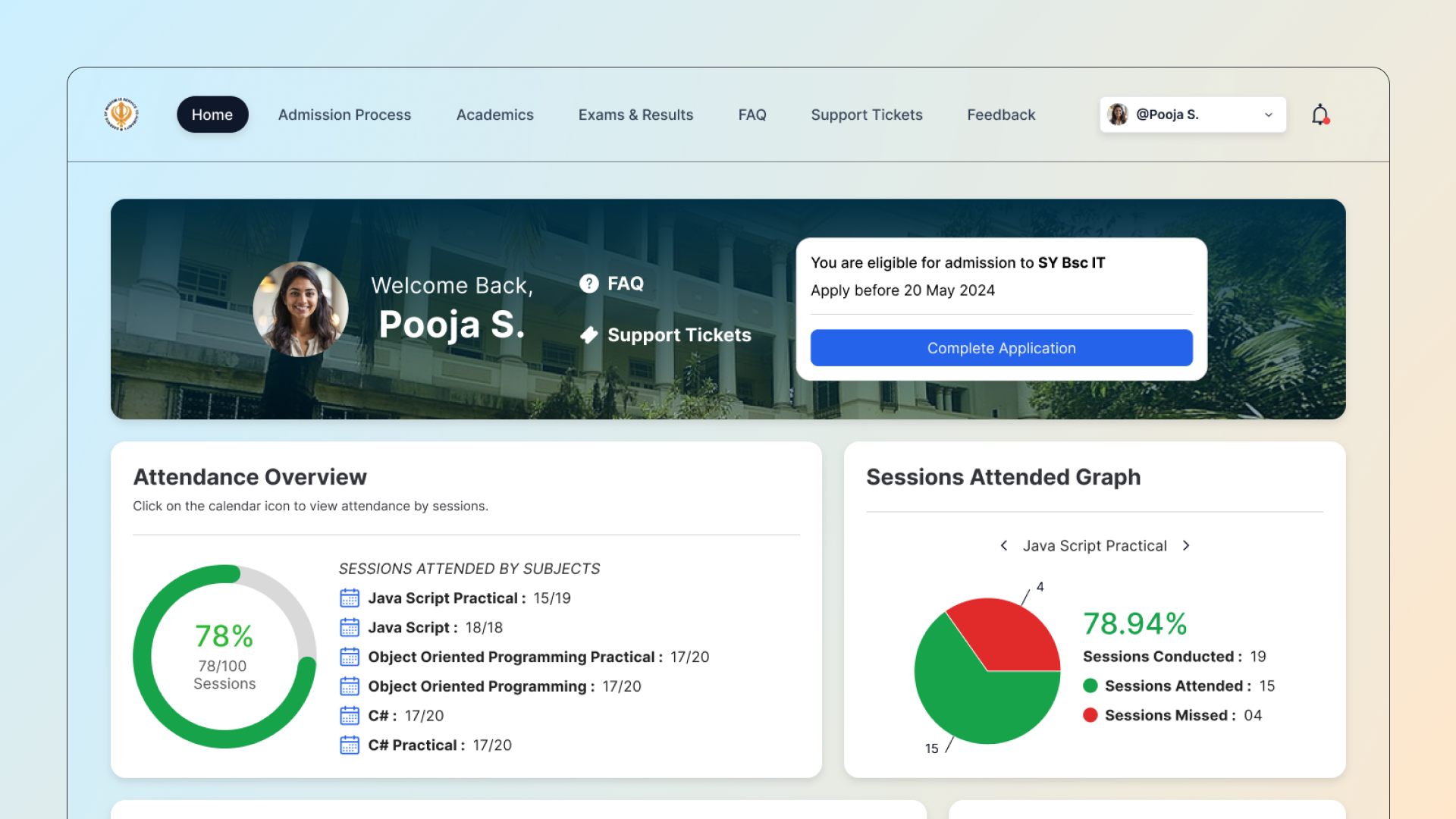 Post Admission Dashboard