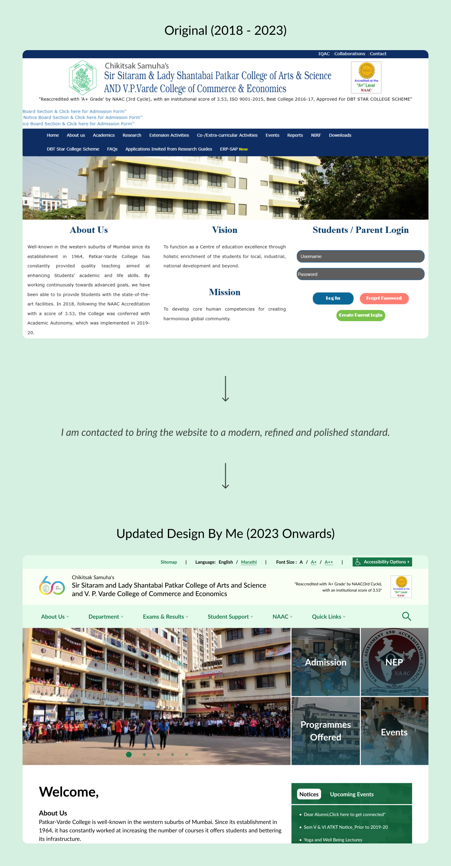 Old vs New - Patkar College