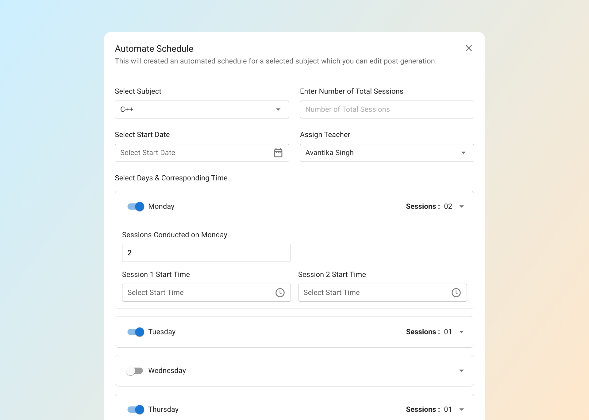 Automate Schedule