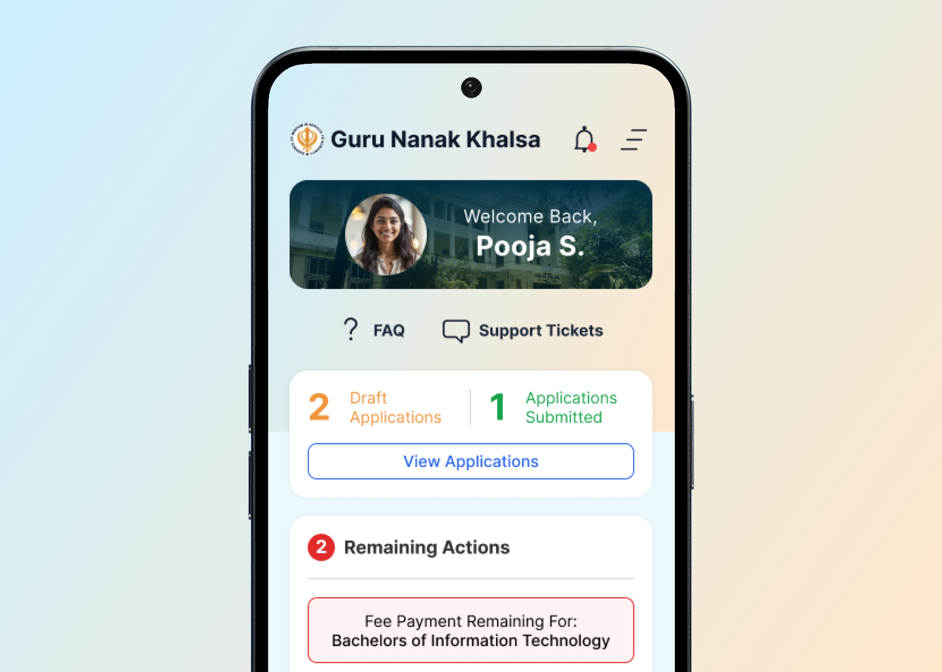 Student Dashboard Mobile