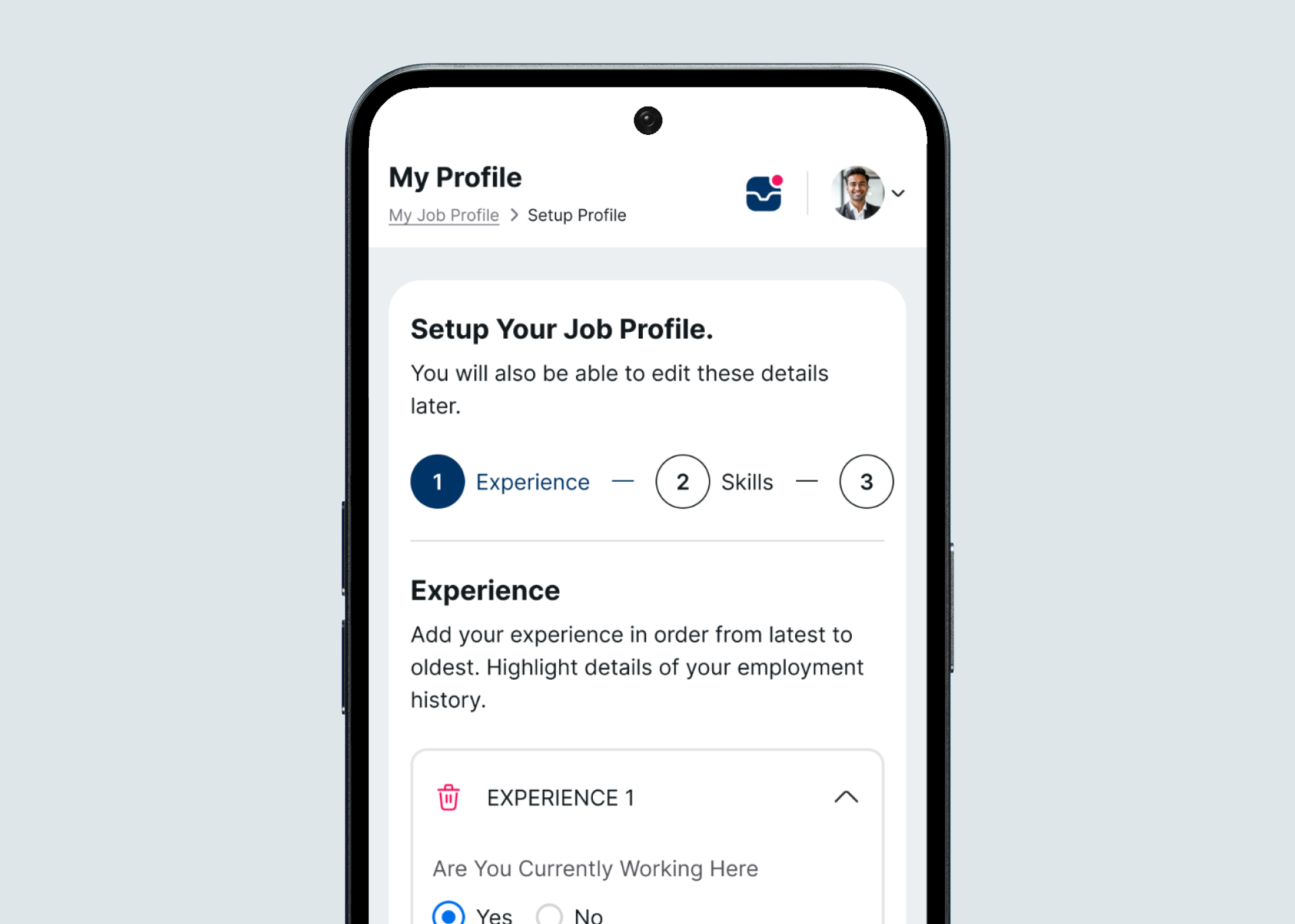 Job Profile Setup Mobile